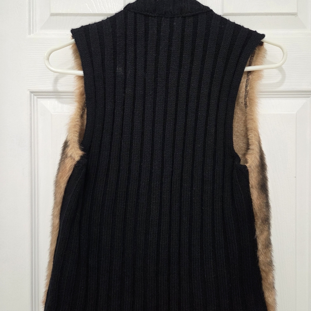 i Doll Brown Faux Fur Vest with Black Trim Sz Large - Picture 3 of 10